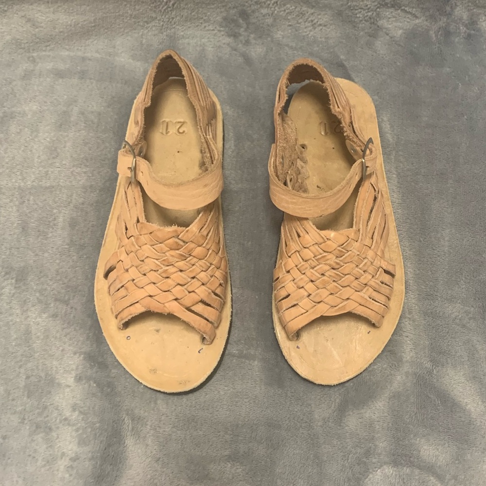 Boys brown Ankle Strap Open Toe sandals size 5.5 21 - Picture 4 of 7